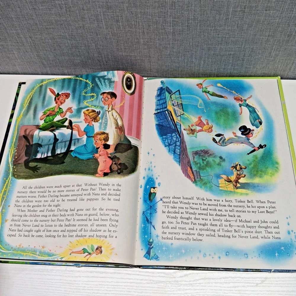 Vintage 1980 Walt‎ Disney Peter Pan Large Format Hardcover Book Golden Press 80s